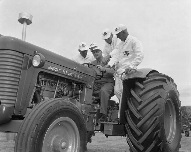 Massey Ferguson, Group on a Tractor, Melton, Victoria, 13 Feb 1960