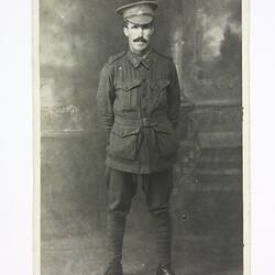 Postcard - Portrait of Private William Nairn, Sent by Eileen Nairn to Sarah Jackson, World War I, Dec 1916