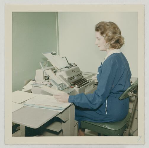 Woman at Flexowriter Accounting Machine, Kodak Factory, Coburg, circa 1960s