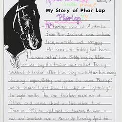 Letter - My Story of Phar Lap, Kate Pallister, 1999