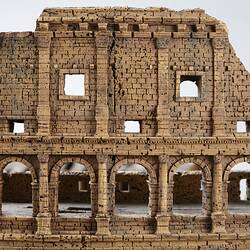 Model of Colosseum made of cork. Detail of external wall.
