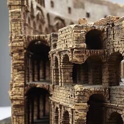 Model of Colosseum made of cork. Detail of external wall.