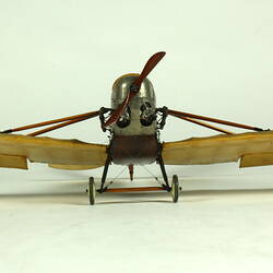 Model aeroplane viewed from front.
