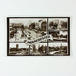 Postcard - Eileen Nevin, Manchester to Leech Family, Frankston, Victoria, 17 Aug 1955