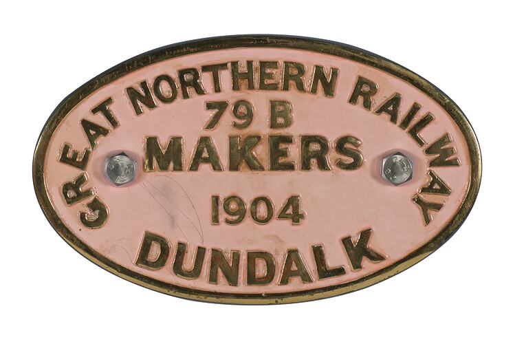 Locomotive Builders Plate - Great Northern Railway (Ireland), Dundalk Works, Ireland, 1904