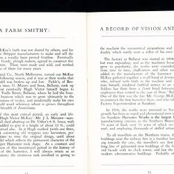Page from Booklet - Sunshine Harvester Press,  'A Farm Smithy,  A Record of Vision and Pluck',  circa 1930