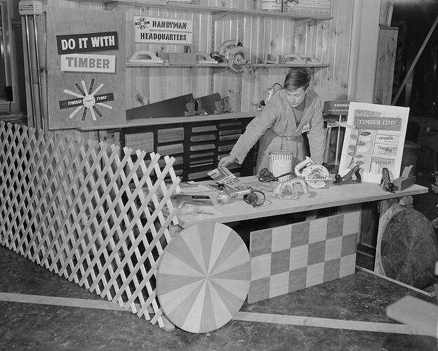 Timber and Hardware Display Counter, Melbourne, Victoria, Oct 1958
