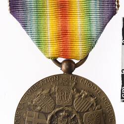 Medal - Victory Medal 1914-1918, Belgium, 1918 - Reverse