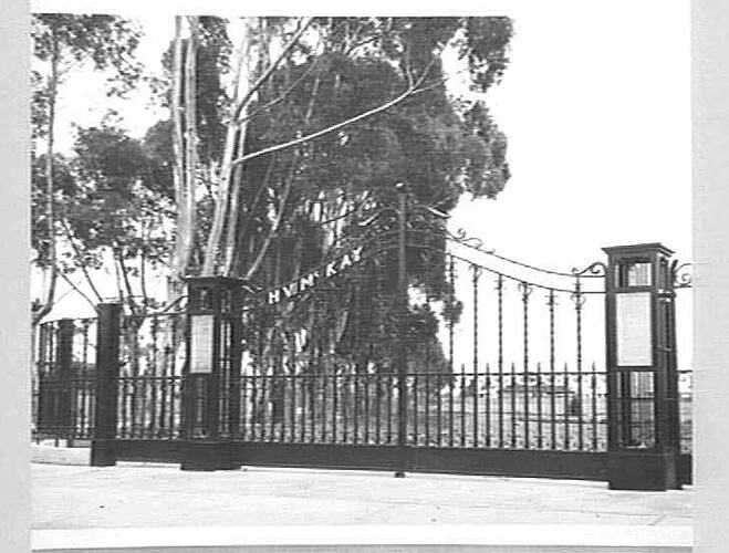 "H.V. MCKAY MEMORIAL GATES, SUNSHINE: NOV 1954"