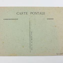 Back of postcard showing printed proforma.