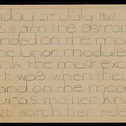 Student Work - Moon Landing, Lisa B, Altona Primary School, 21 Jul 1969