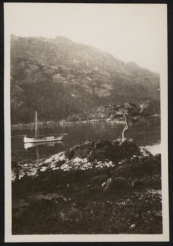 View of the entrance to the cove, Yaka-Shaka, Hoste Island, Tierra del Fuego, May-July 1929