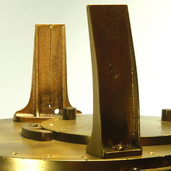 Gold metal chronometer, detail of face.
