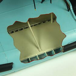 Light blue hovercraft, detail of cutaway.