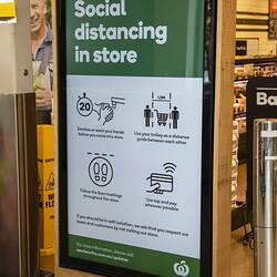 Digital Photograph - 'Social Distancing In Store' Sign, Woolworths, Blackburn South, 18 May 2020