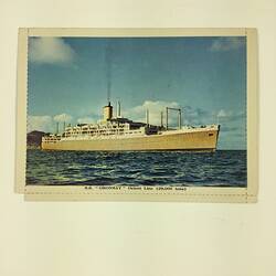 HT 54692, Postcard - SS Oronsay, Orient Line, 1959 (MIGRATION), Document, Registered