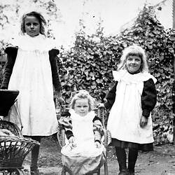 Negative - Kathleen Beckett & Lily & May Campbell, Northcote, Victoria, Mar 1899