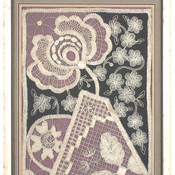Embroidery Sample - Broderie Cornely, Floral Lace, Framed