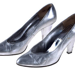 Shoes - Charles Jourdan, Court, Silver Leather, 1980s