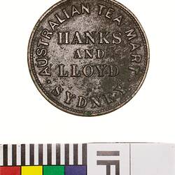 Token - Halfpenny, Hanks & Lloyd, Australian Tea Mart, Sydney, New South Wales, Australia, 1855