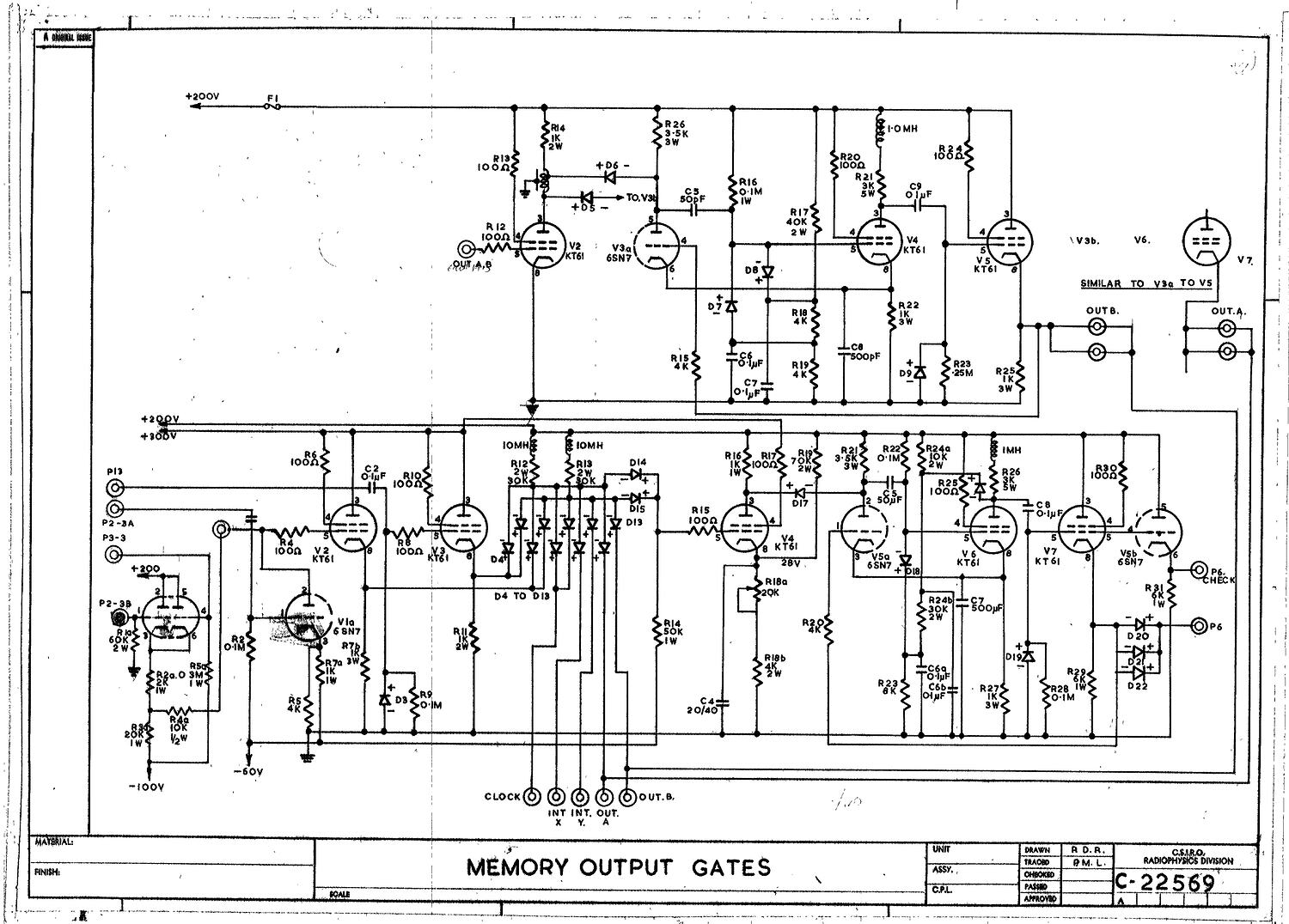 Schematic Diagram - CSIRAC Computer, 'Memory Output Gates', C22569 ...