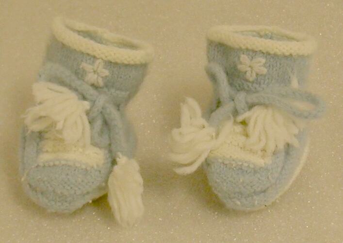 Pair of Booties - Blue and White