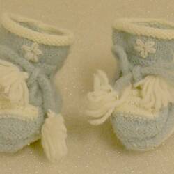 Booties - Blue & White, Knitted, 1974