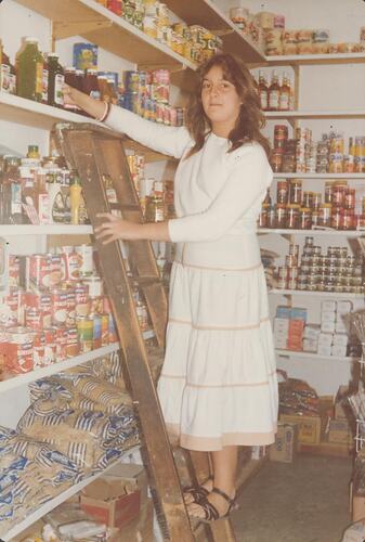 Digital Photograph - Girl working at  K & A Pappas Australian & Continental Milk Bar, Preston West, 1978