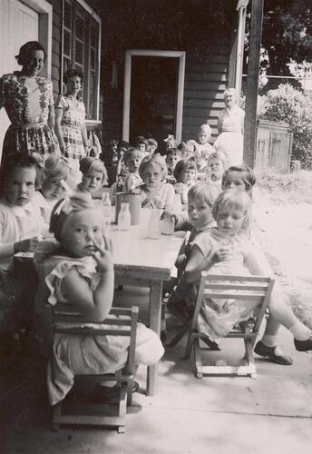 Digital Photograph - Fifth Birthday Party at Kindergarten, Deepdene Tennis Club, 1954