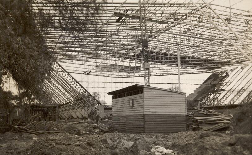 Digital Photograph - Olympic Swimming Pool Under Construction, Melbourne, 1955