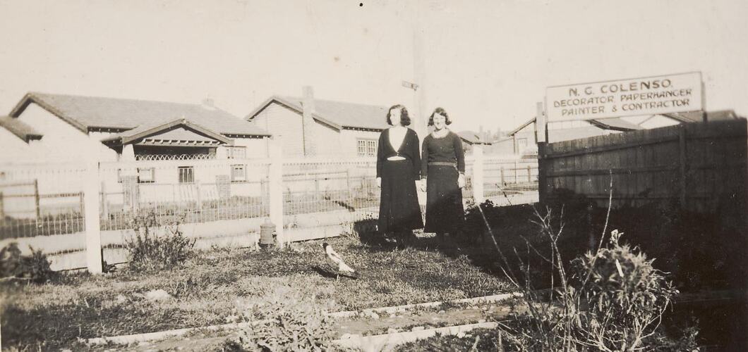 Digital Photograph - Two Girls in Front Garden of Home, Balwyn, circa 1935