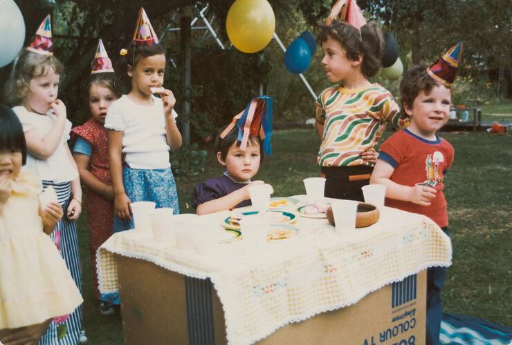 Digital Photograph - Family & Friends at Girl's 4th Birthday Party, Backyard, Noble Park, 1979