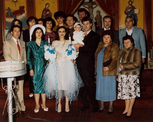 Digital Photograph - Extended Family Celebrating Christening, Macedonian Orthodox Church, Seddon, 1990