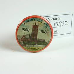 Badge - St. Paul's Jubilee, Bendigo, 1868-1918