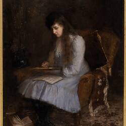 Painting - 'Gretchen' by Alice Chapman,  Oil, Framed, circa 1888