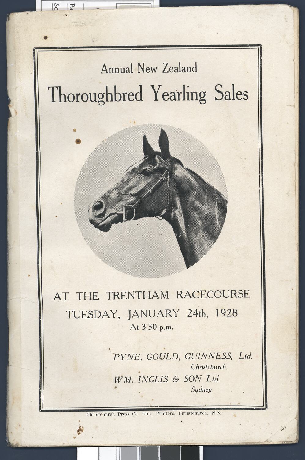 Catalogue Annual New Zealand Thoroughbred Yearling Sales, 24 Jan 1928