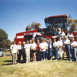 Digital Photograph - West Gippsland Women on Farms Participants with Tractor, Women on Farms Gathering, Ouyen, 1998