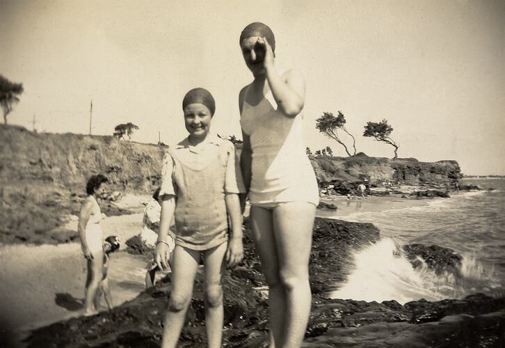 Woman & Girl Walking Along Parkdale Beach, 1947