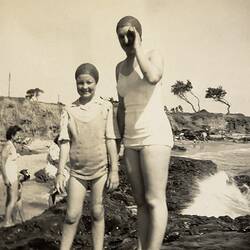 Woman & Girl Walking Along Parkdale Beach, 1947