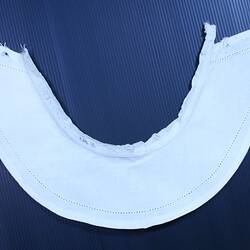 White linen collar in half circle shape, heavily starched,