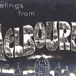 Postcard - Greetings from Melbourne & Exhibition Building, Melbourne, circa 1906