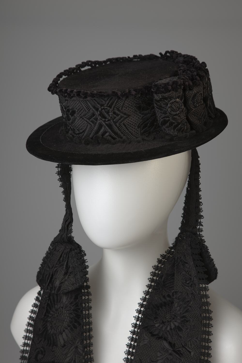 Hat South Tyrolean Womens Folk Costume Black Circa 1890s