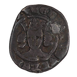 Coin, round, a crowned bust of the King facing; text around, + ED....