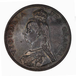 Coin - Double-florin, Queen Victoria, Great Britain, 1887 (Obverse)