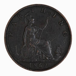 Coin - Farthing, Queen Victoria, Great Britain, 1862 (Reverse)