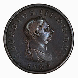 Coin - Penny, George III, Great Britain, 1806 (Obverse)