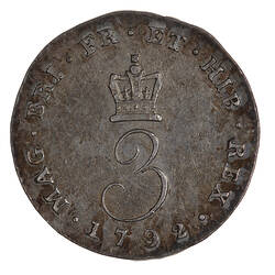 Coin - Threepence, George III, Great Britain, 1792 (Reverse)