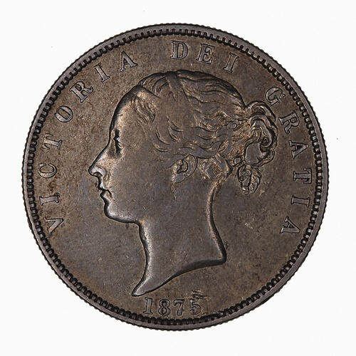 Coin - Halfcrown, Queen Victoria, Great Britain, 1875 (Obverse)
