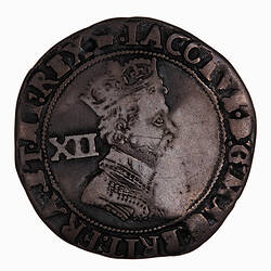 Coin - Shilling, James I, England, Great Britain, 1607-1609 (Obverse)