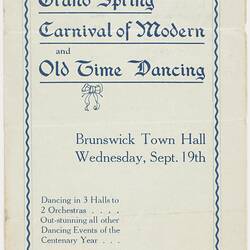 Dance Programme - Grand Spring Carnival, Victorian Council Against War, 1934